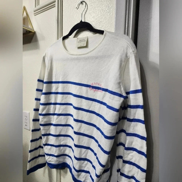 Maison Marguerite Striped Pullover Lightweight Sweater Size Medium Spring - Picture 5 of 8